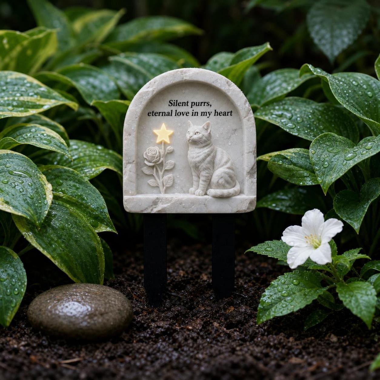 Outdoor Pet Memorial Stake, Cat Grave Marker for Outdoor Garden, for Cat Loss