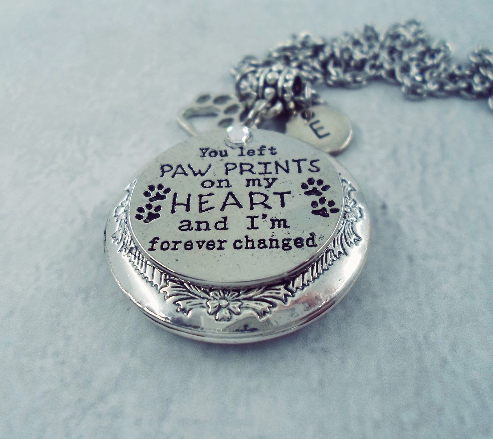 You Left Paw Prints on My Heart Pet Memorial Locket with Your Photo, Cat, Dog
