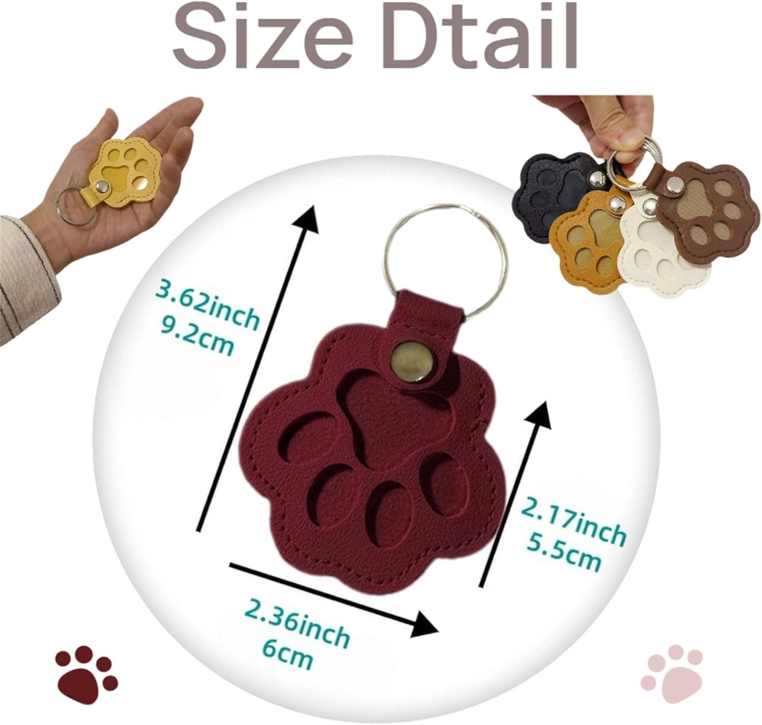3 Pcs Paw Print Pet Hair & Keepsake Memorial Keychain, Store Pet Fur Gift for