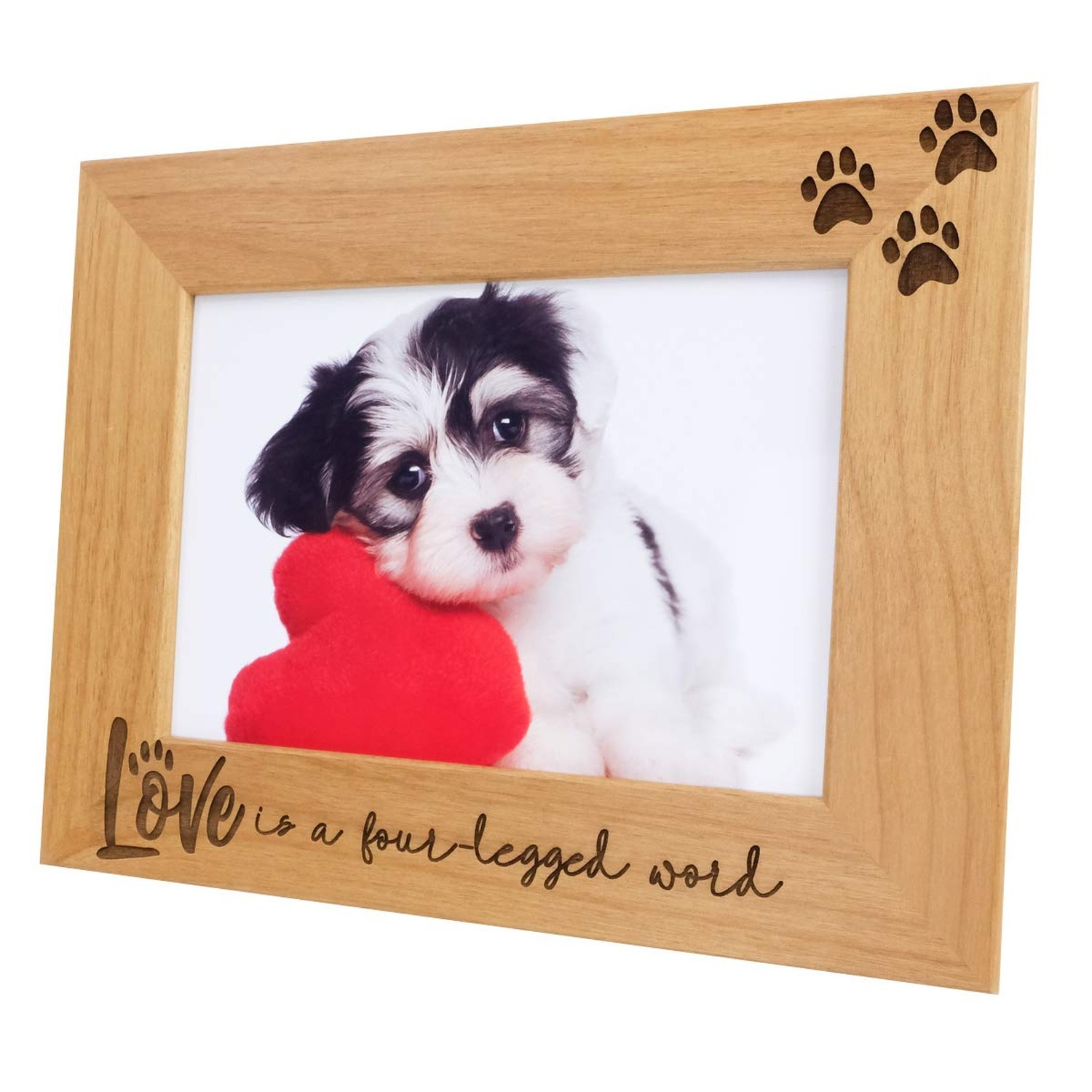 Wood Engraved Pet Picture Frame with Glass – Four-Legged Word, Dog & Cat Mom …