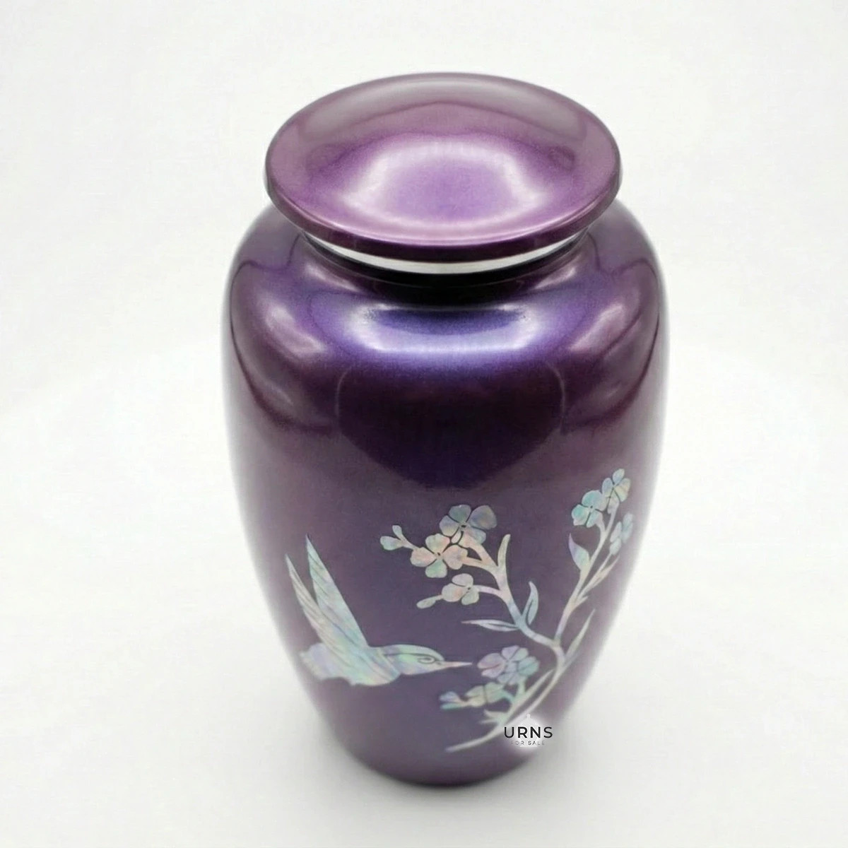 Adult Cremation Urn for Human Ashes – Purple Hummingbird Aluminium Urn