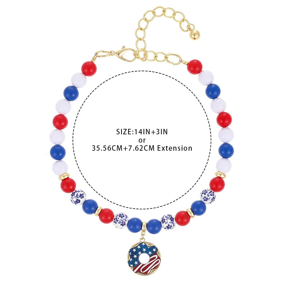 4th of July Dog Beaded Necklace | Durable USA Pet Collar for Dog Cat Adjustab…