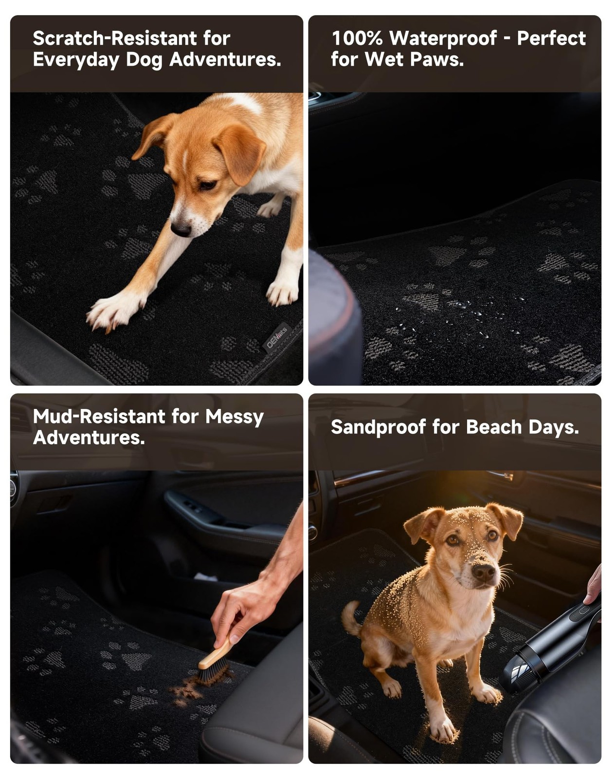 Cute Embroidered Dog Paw Car Floor Mats for Pet Lovers, Universal Fit All Wea…