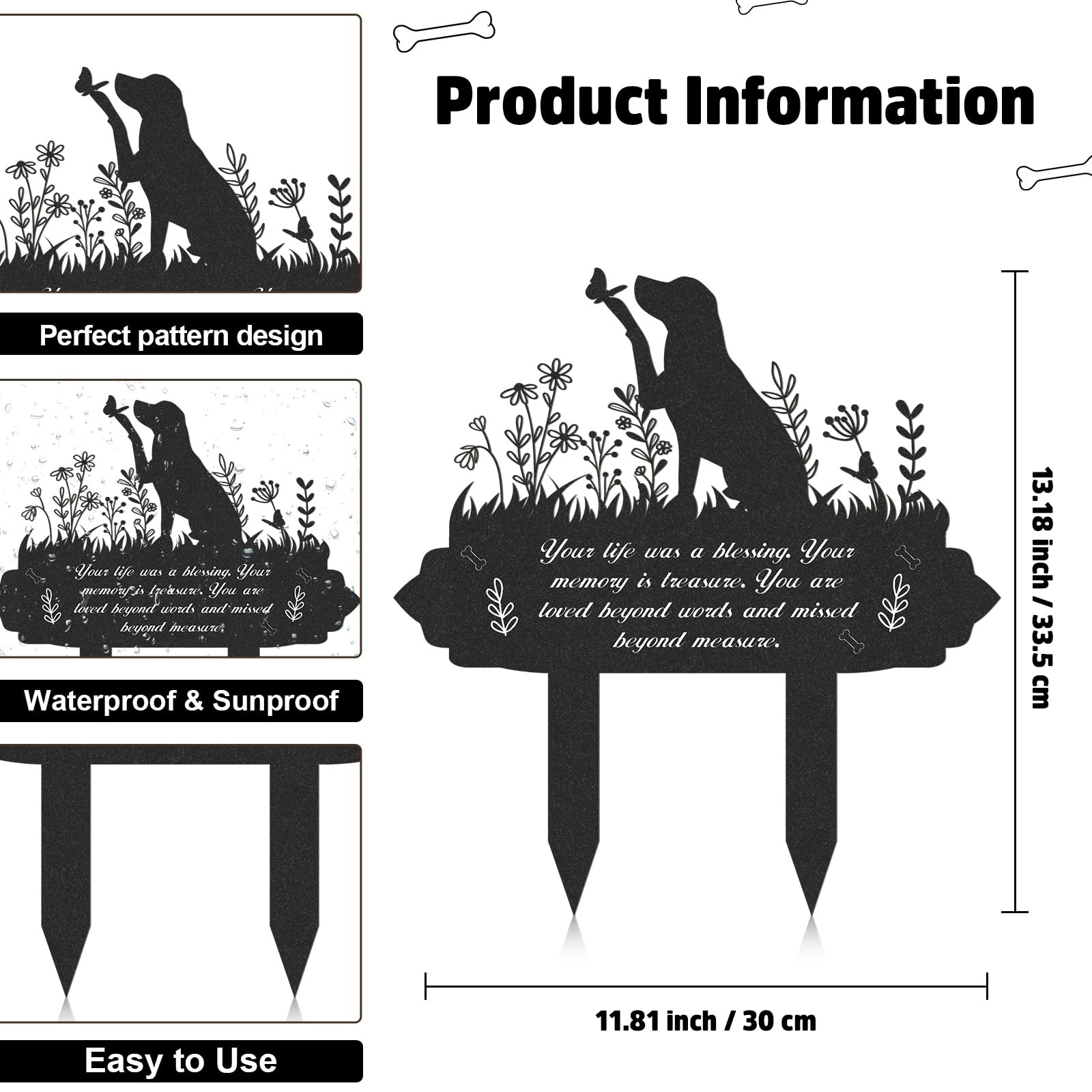 Memorial Pet Grave Markers, Metal Dog Markers Garden Grave Decorations for Ce…