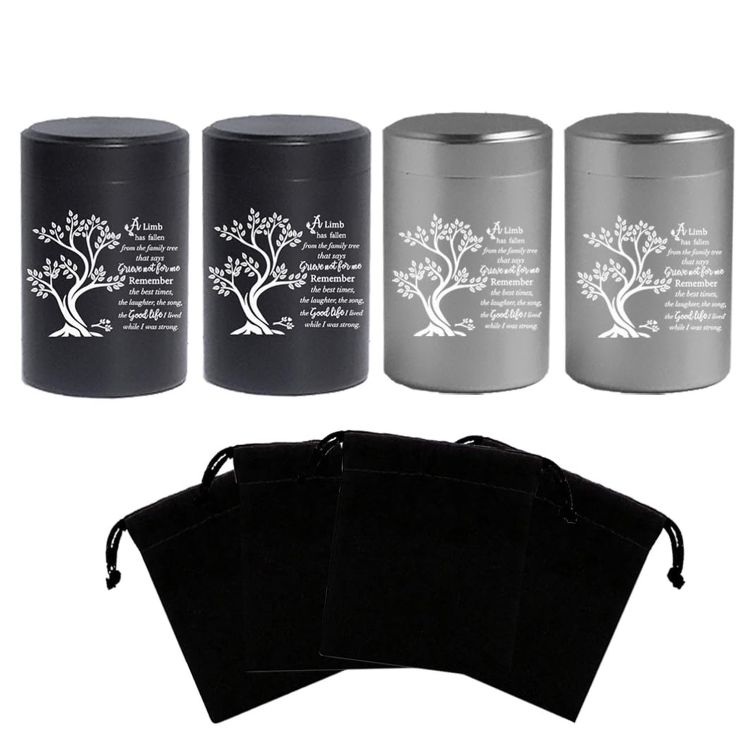 Small Aluminum Keepsake Urns for Human Ashes – Set of 4 Mini Memorial Urns – …