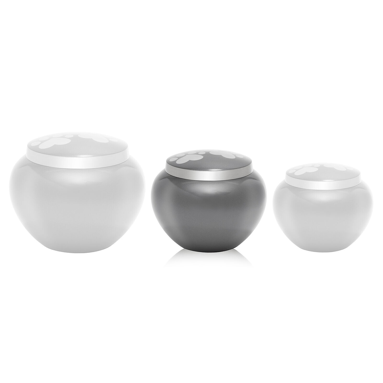 1) Pet Memorial Cremation Urn Paw Print – Gray/Silver – Dog Cat Ashes – Reminded