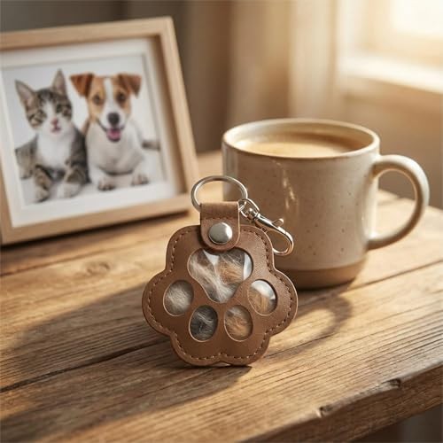 5 Pcs Dog Fur Storage Keychain Pet Paw Keepsake, Pet Memorial Gifts for Bag A