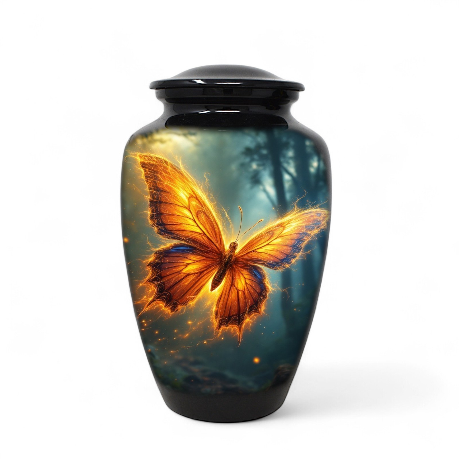 Large Adult Urn for Human Ashes Golden Butterfly Cremation Urn with Bag
