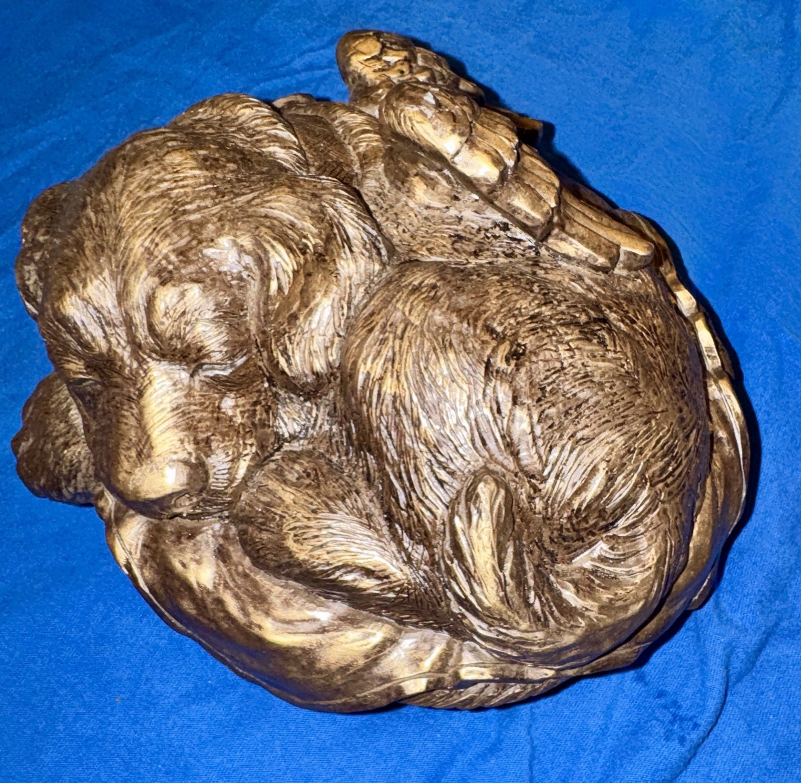 Solid Bronze-Finish Angel Dog Pet Cremation Urn