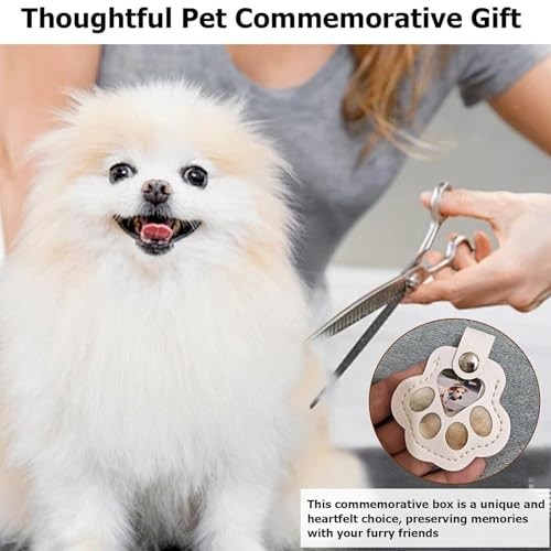 Pet Memorial Gifts for Cat Dog Cute Leather Paw Keychain Pet Hair Keepsake Pink