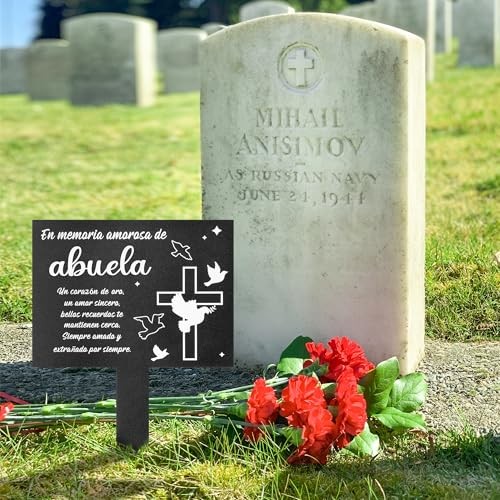 Spanish Cemetery Decorations for Grave – Metal Memorial Grave Marker, Abuela