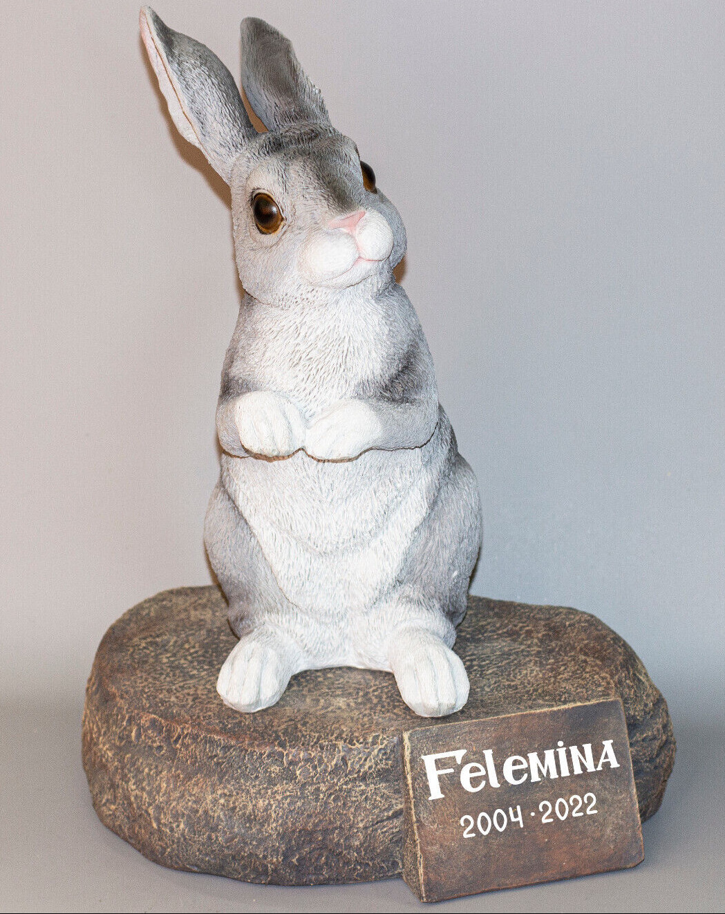 Animal Memorial Stone Bunny Rabbit Urn Pet Ashes Sculpture Grave Ornament Casket