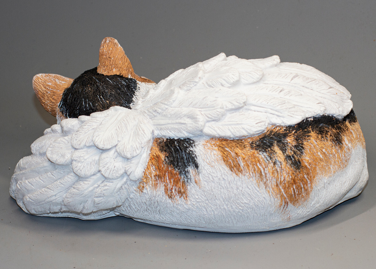 Sleeping Cat Angel Wings Calico Cremation Urn Pet Ashes Memorial Statue Keepsake