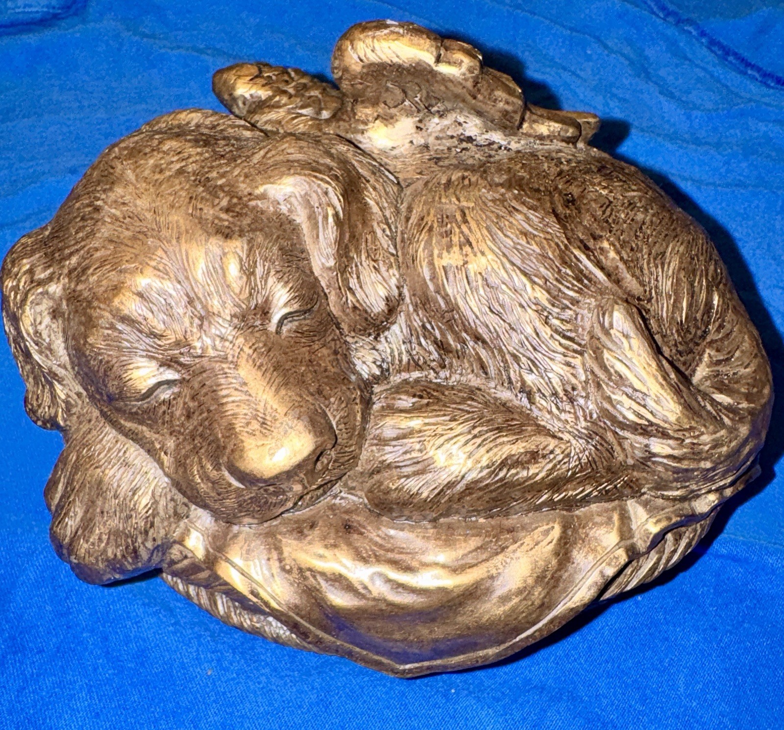 Solid Bronze-Finish Angel Dog Pet Cremation Urn