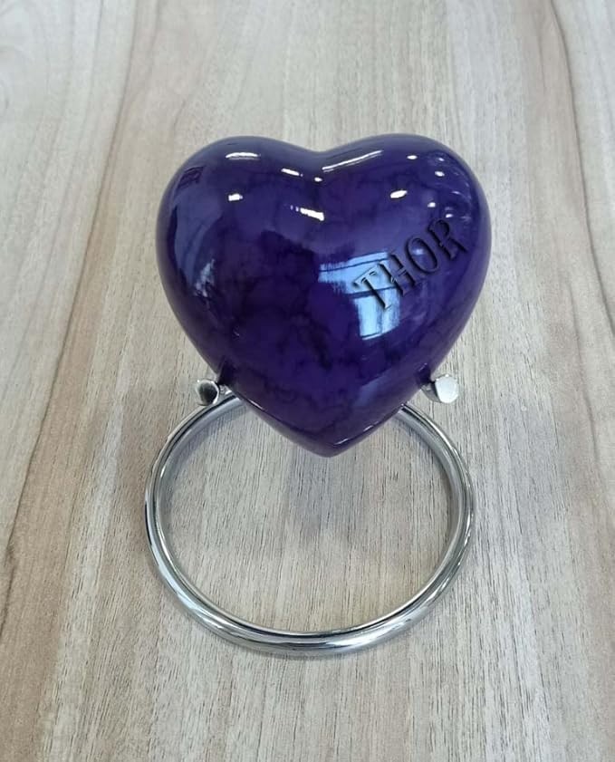Heart Urn – Small Heart Urn – Purple Shine Mini Urn – Small Urns for Human Ashes