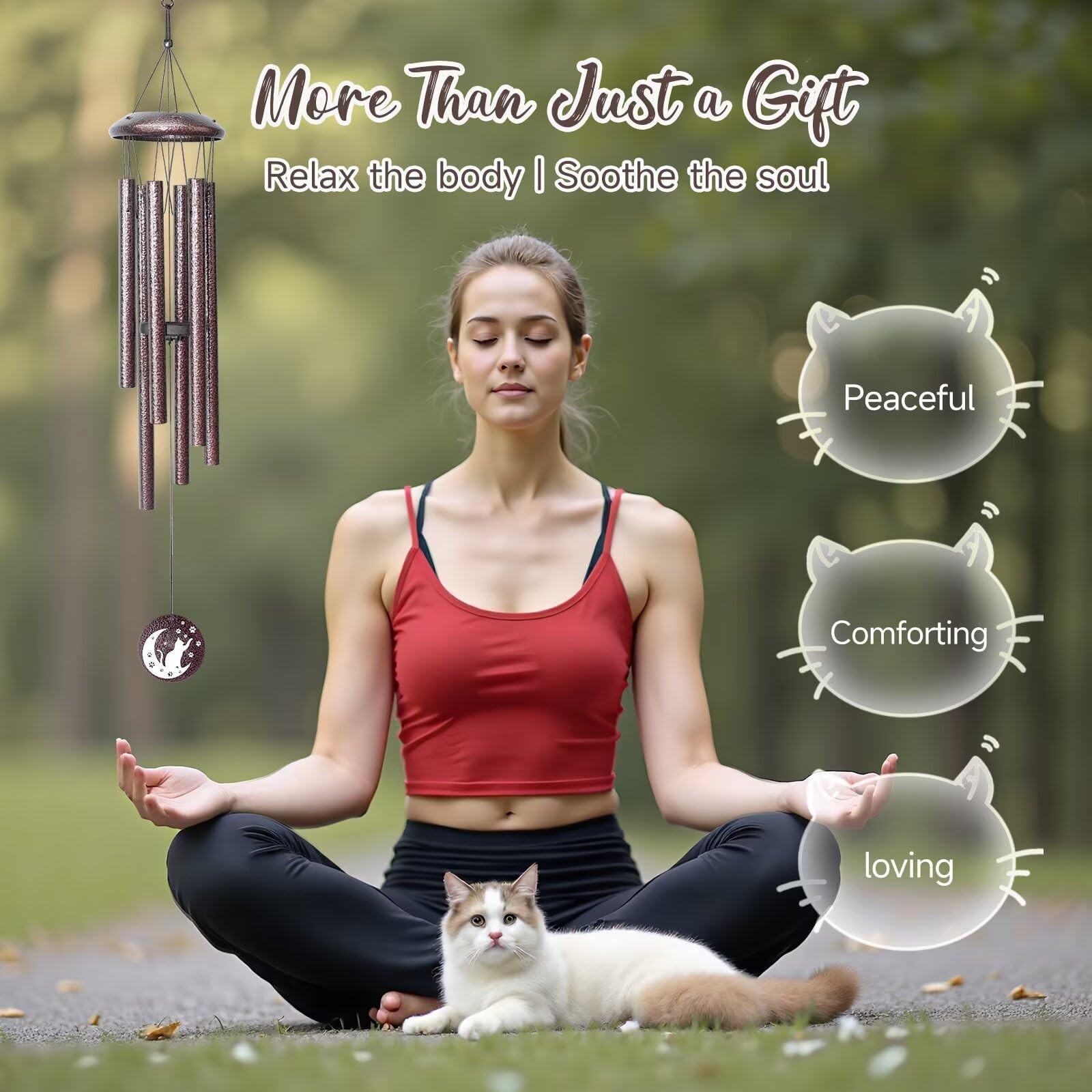 Cat Memorial Gifts for Loss of Cat, 25 inch Cat Memorial Wind Chimes, Loss of…