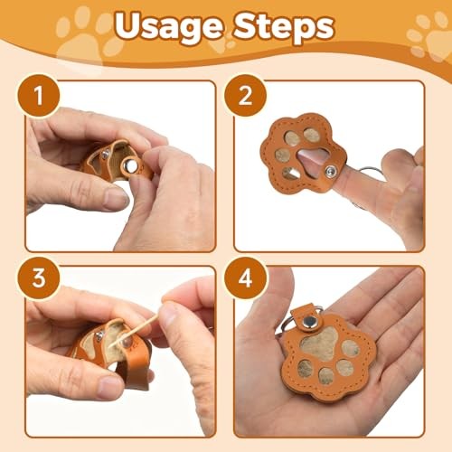 Pet Hair Keepsake Cat Dog Fur Keychain Pet Paw Shaped KeyChain Cat Fur Style1