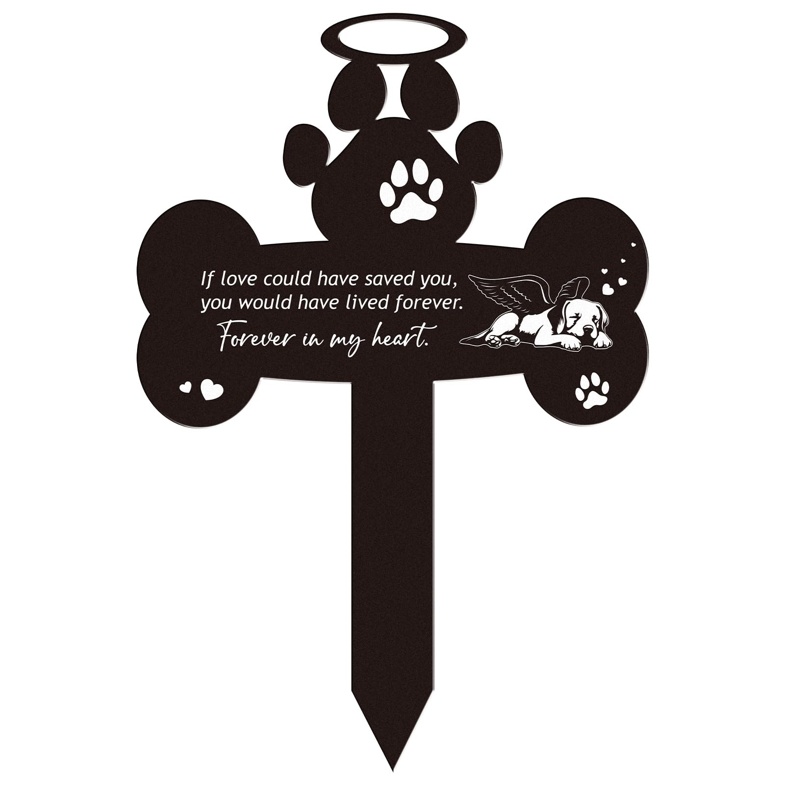 Dog Pet Grave Marker Metal Outdoor Waterproof Garden Cemetery 13x12in Stake