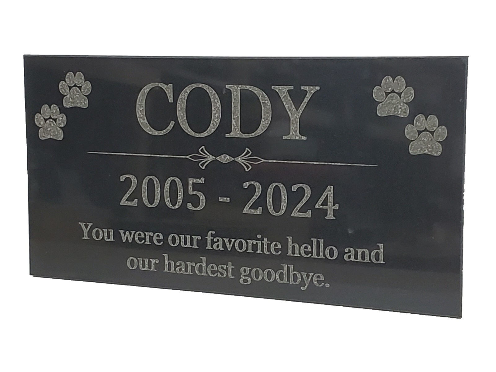 6×12 Granite Pet Memorial Grave Head Stone Marker Cat Dog Family Loss Gift t2