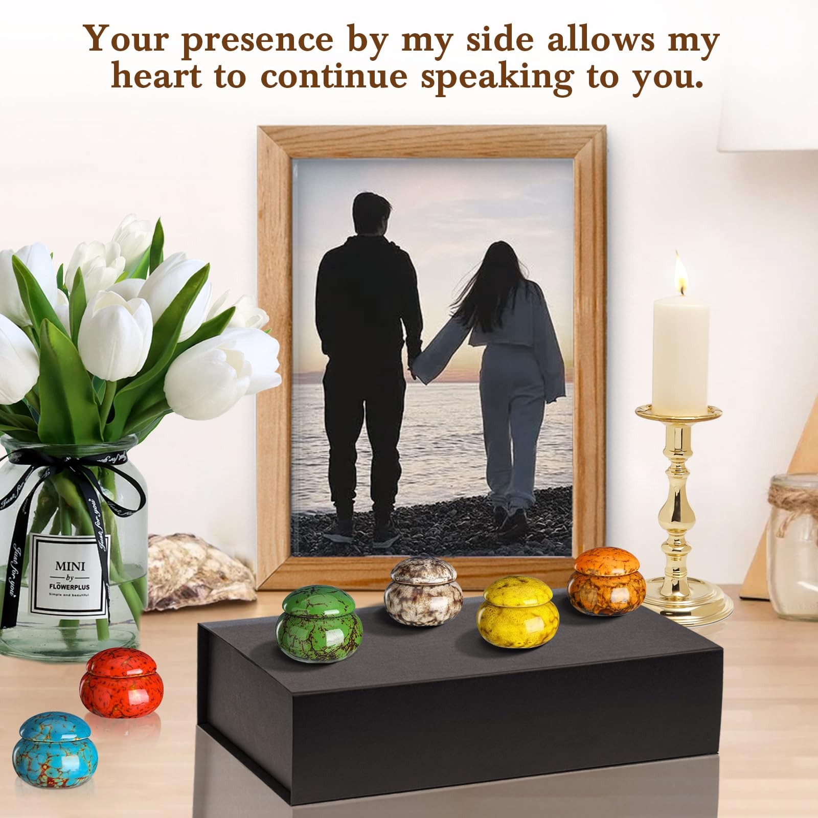 CHONOVO Small Urns for Human Ashes Keepsake Ceramics 6 Pcs, Six Unique Colors