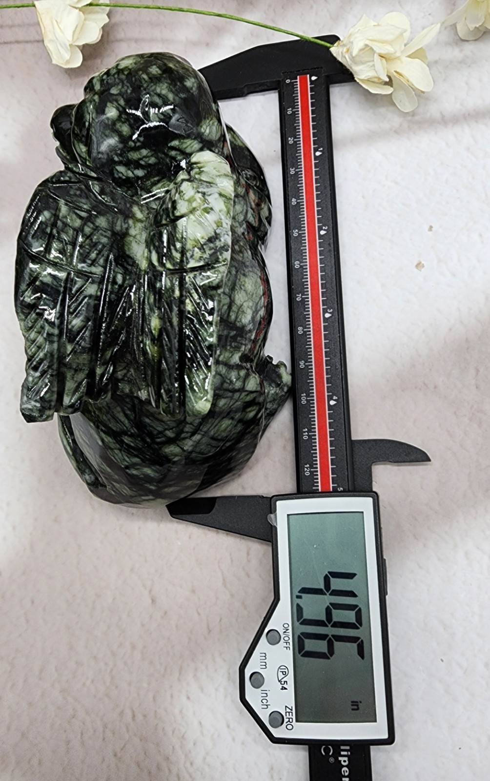 Xiuyan Jade Winged Angel Dog Pet Memorial, Pet Loss Gift, Gemstone Carving