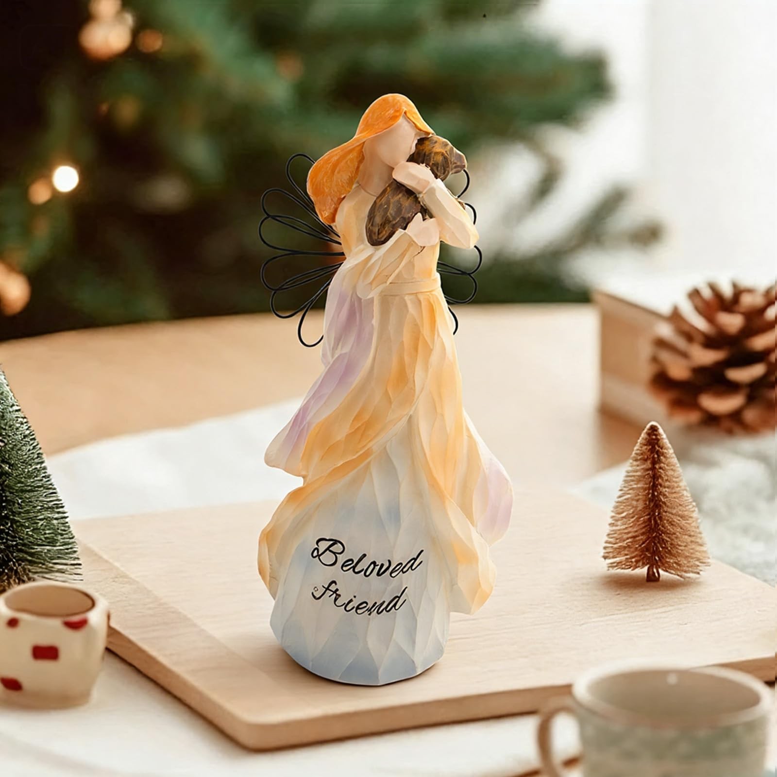 Dog Memorial Gifts for Loss of Dog – Angel Figurine Holding Dog, Resin Pet Lo…
