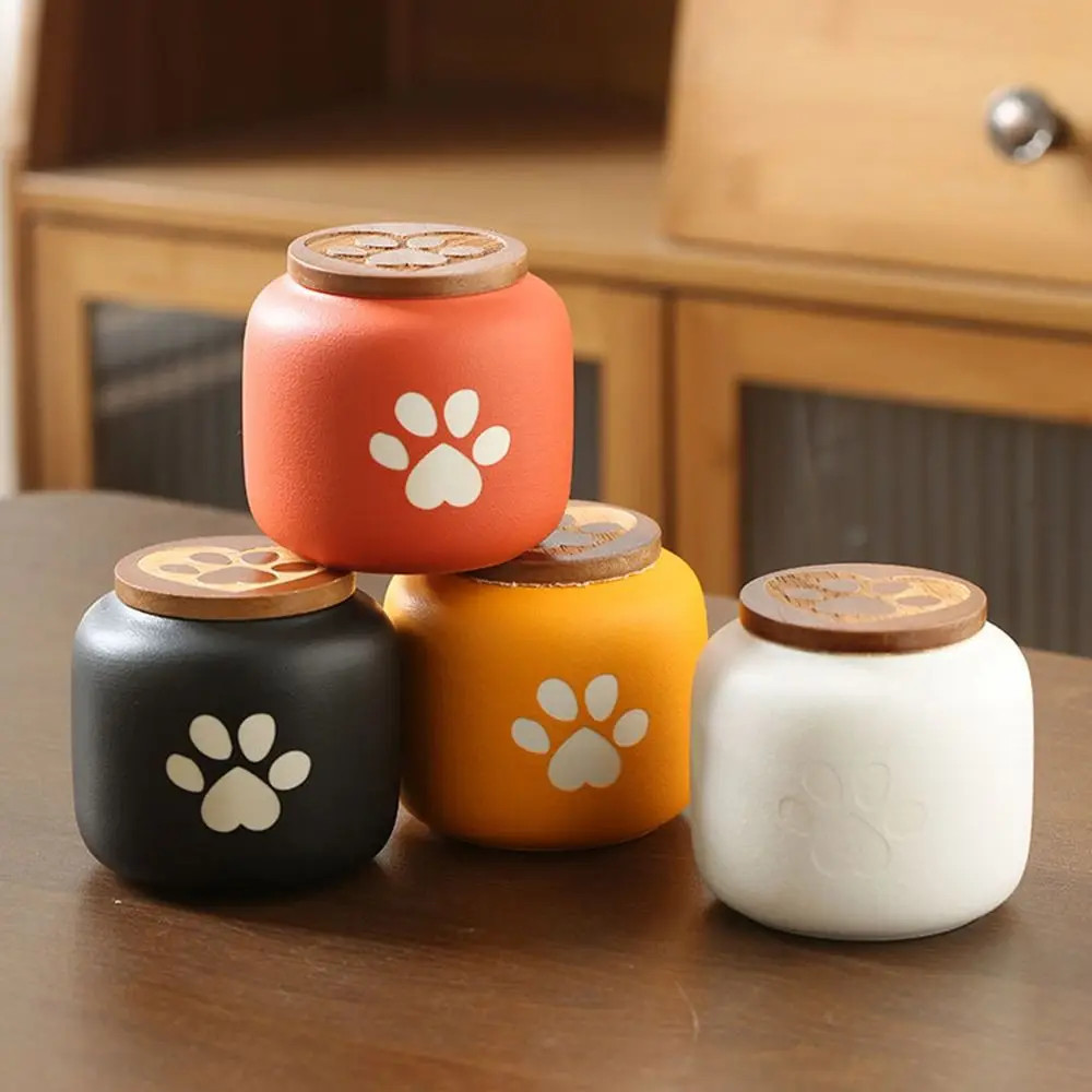 Cute Ceramic Pet Urn Memorial Ashes Box with Lid Moisture Proof