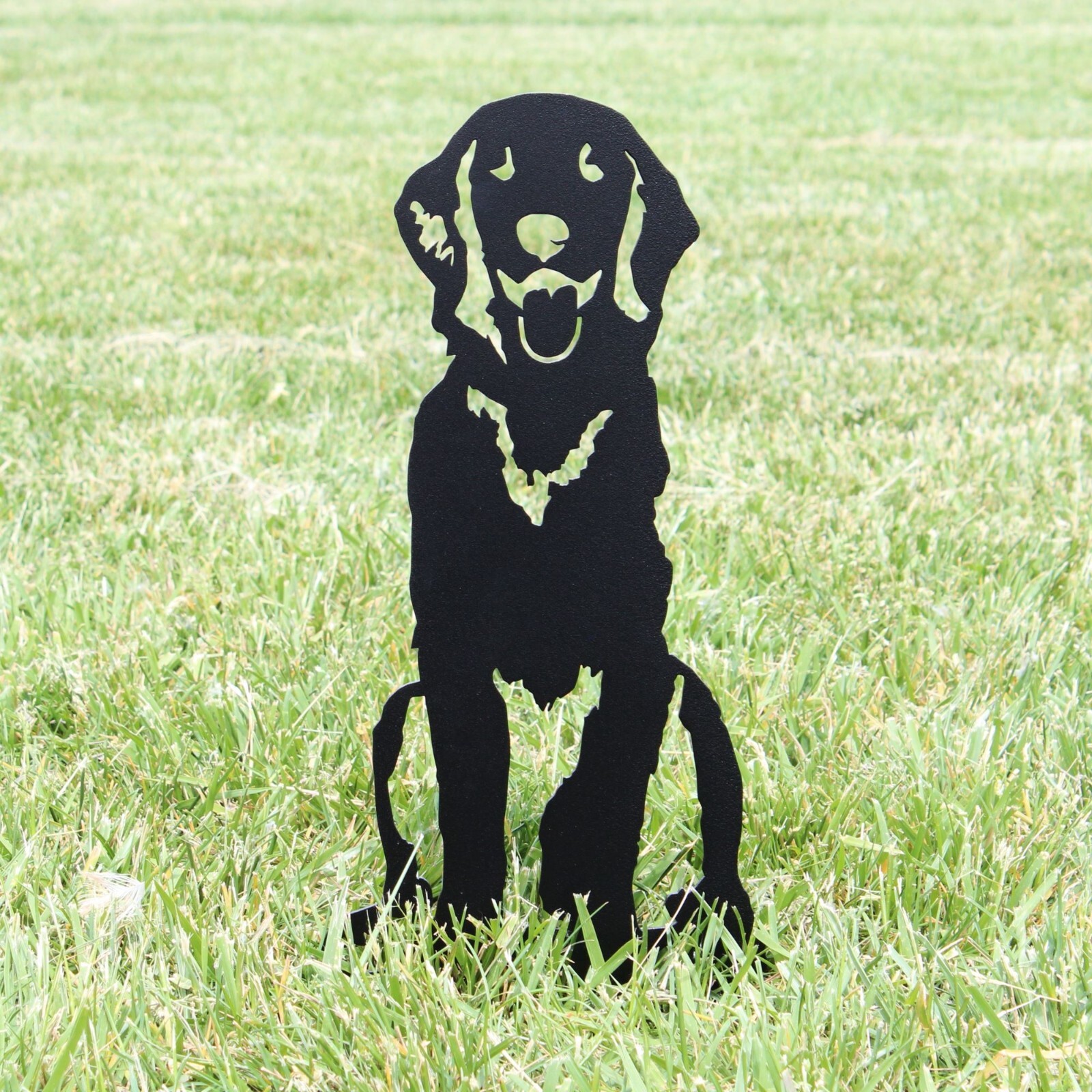 Golden Retriever Sitting Black Metal Dog Silhouette