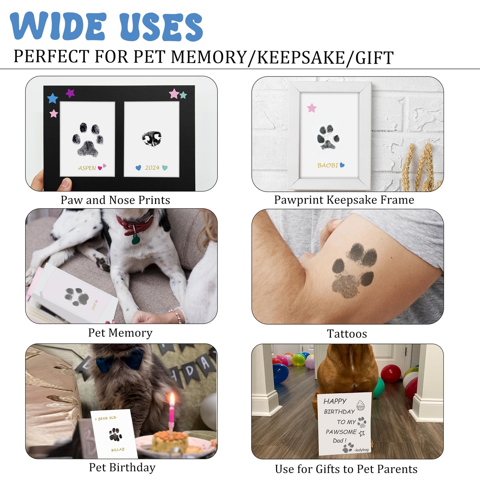 Inkless Paw Print Kit,Mess-Paw Print Stamp Pad for Dogs Cat,Pet Safe Clean To…