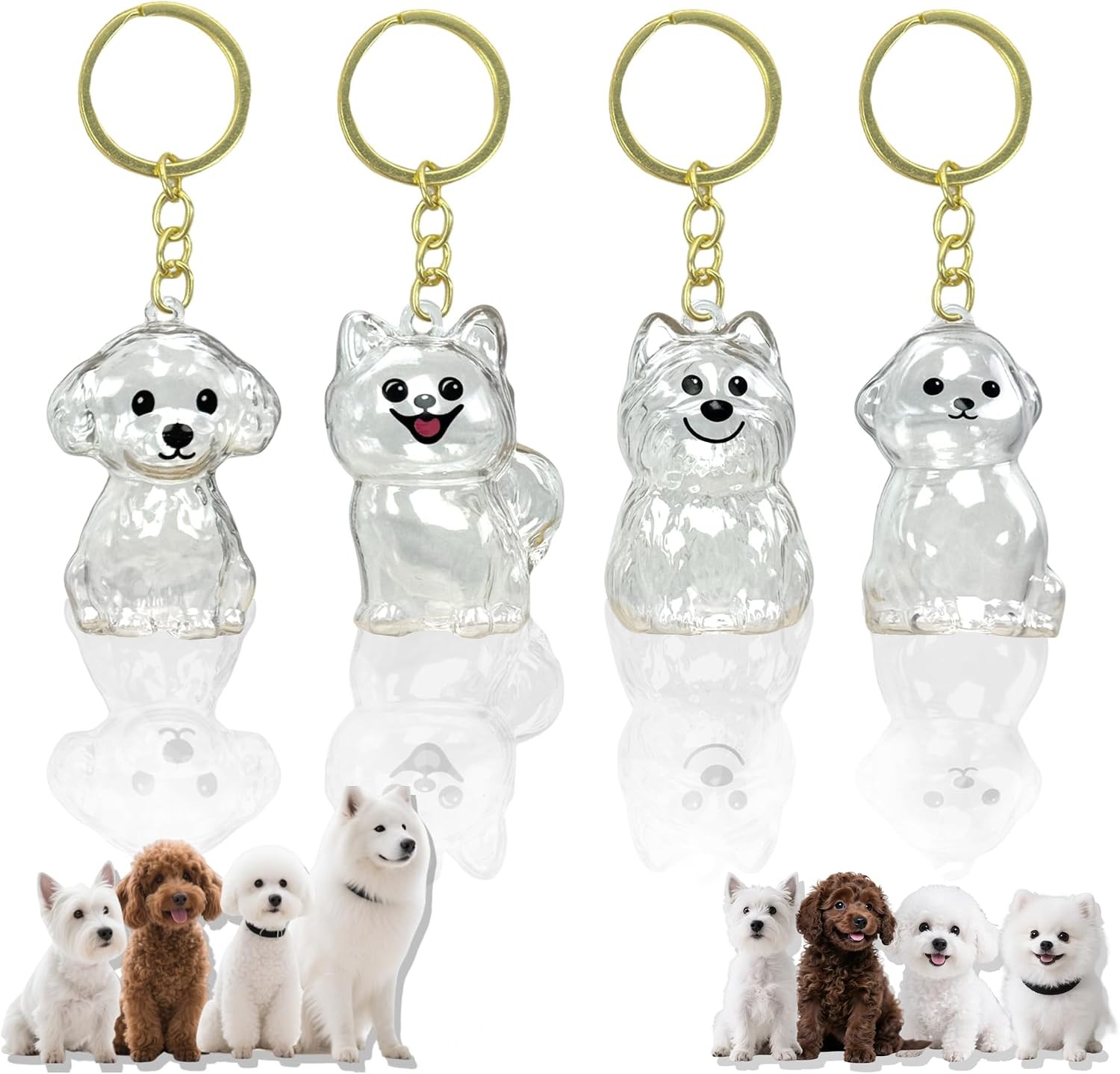 4 Pack Dog Hair Keychain | Set for pet – Keepsake Bottle to Preserve Fur | Memor