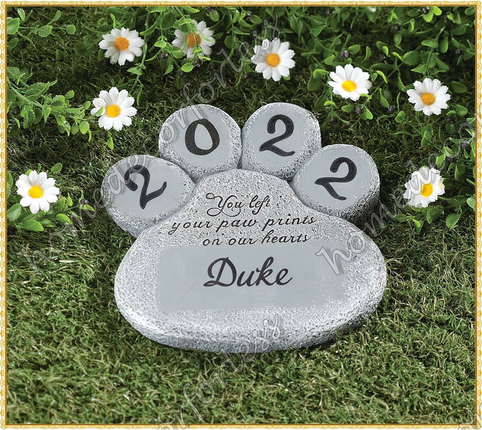 PERSONALIZED Paw Print Dog Cat Pet Memorial Grave Marker Garden Stepping Stone