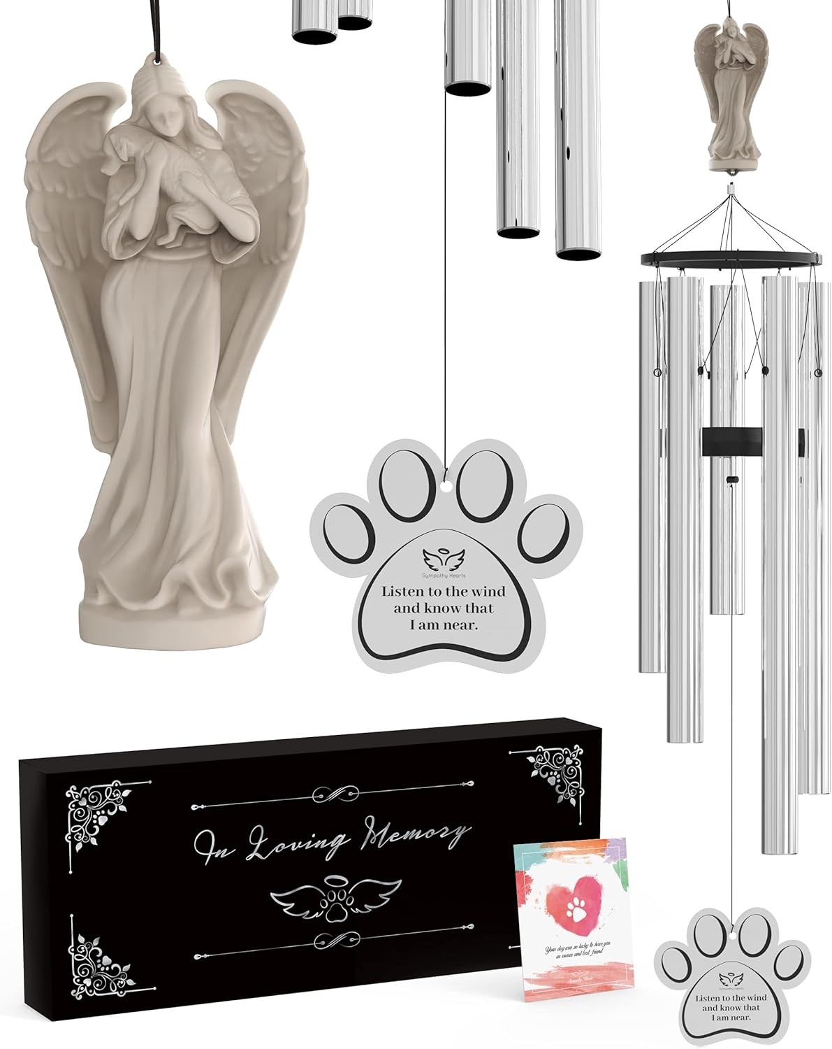 Dog Memorial Wind Chime for Loss of Dog – Pet Memorial Gifts, 34″ Pet Memorial W