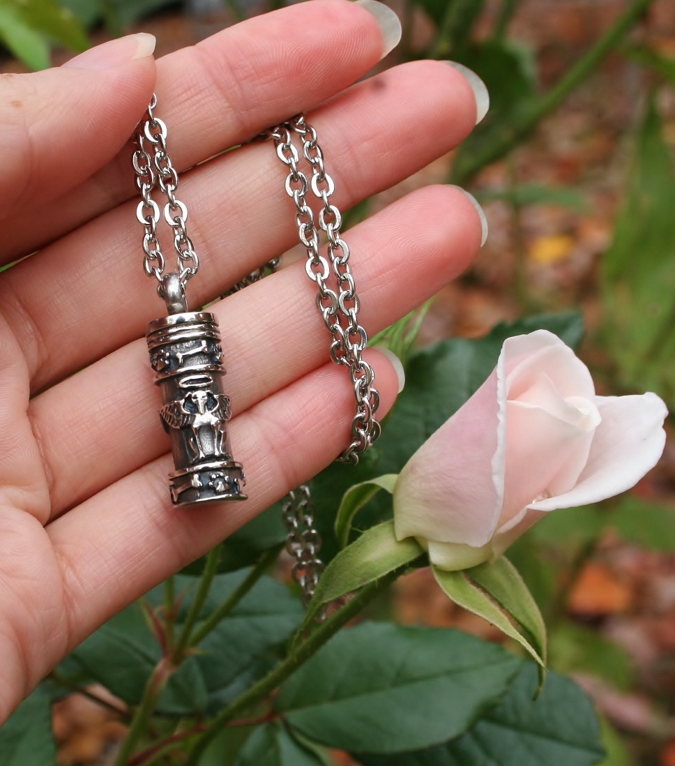 Dog Cremation Necklace Chain Jewelry Pendant Urn for Ash Small Vial Puppy Angel