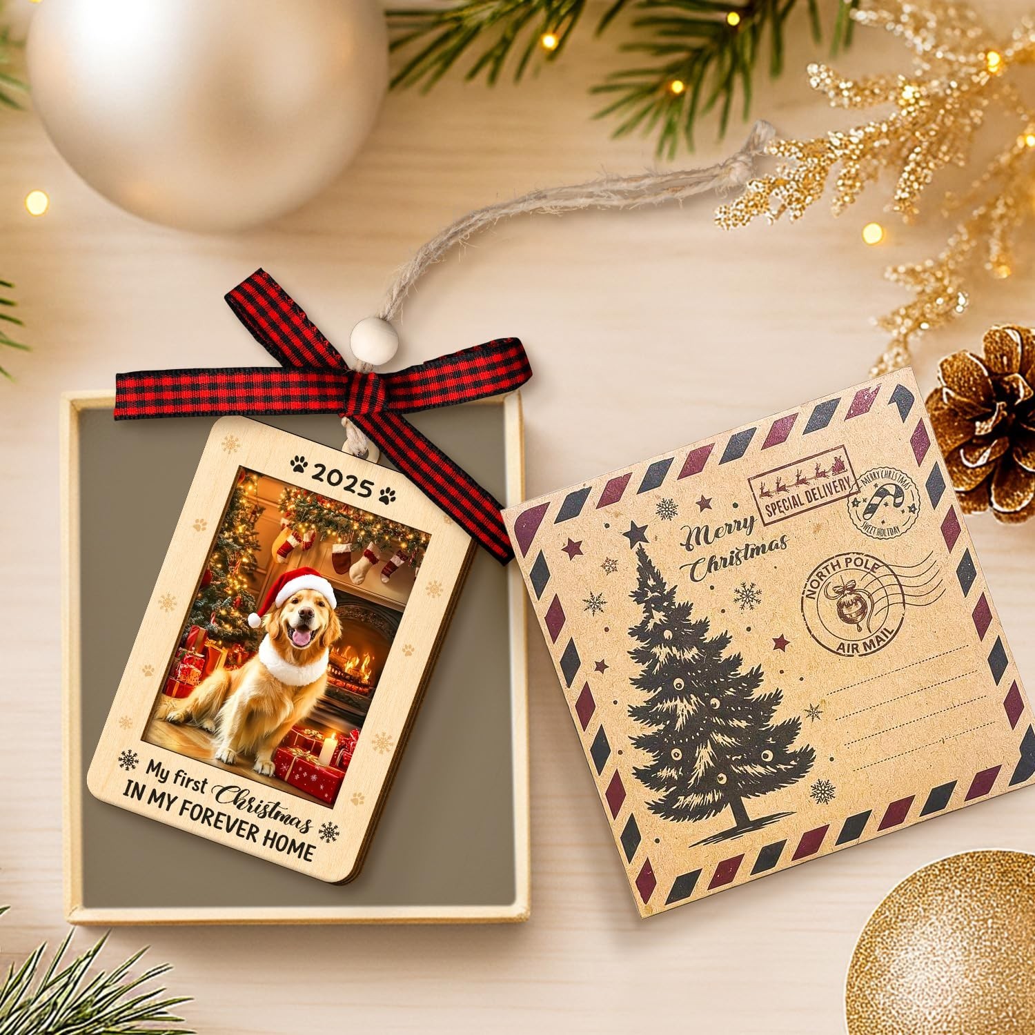 Pet Ornaments for Christmas Tree 2025 – Photo Frame with Pawprint – Dog, Cat …