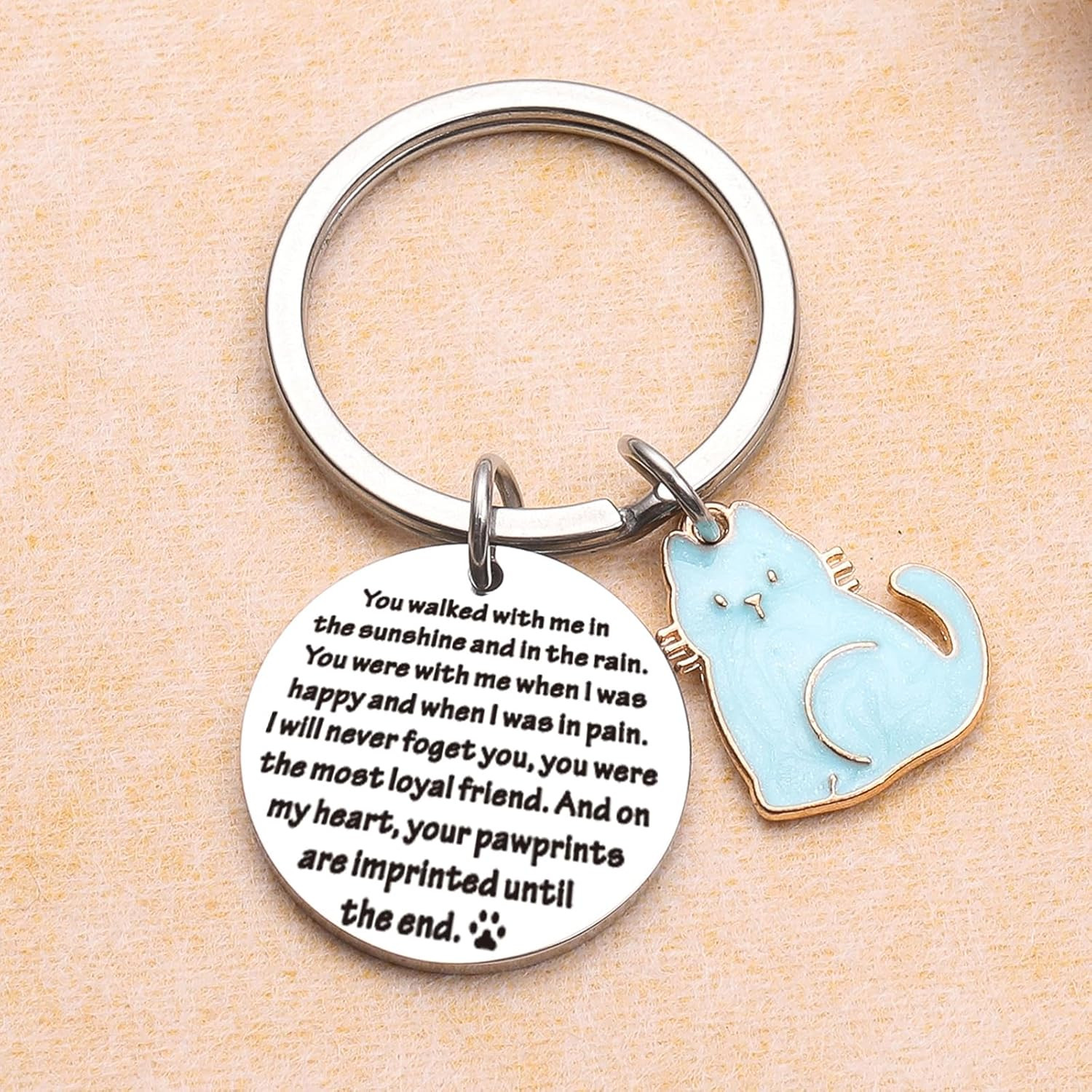Cat Passing Away Keychain Cat Loss Gifts Pet Remembrance Keychain Loss of Cat Sy