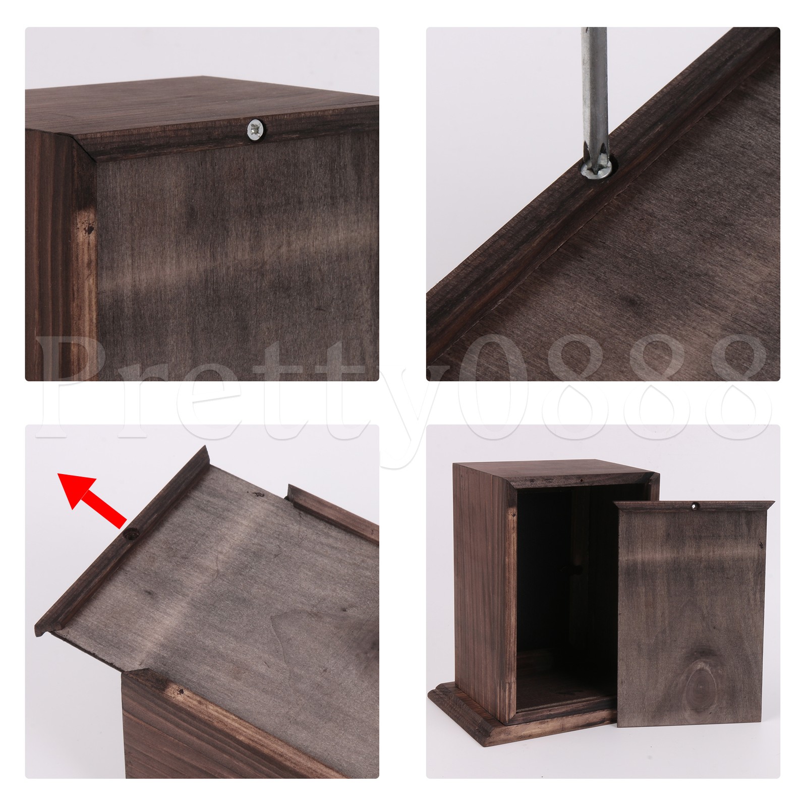 Black-brown Wood Pet Urn Wooden Decorative Urn for Dog Cat Length 140mm