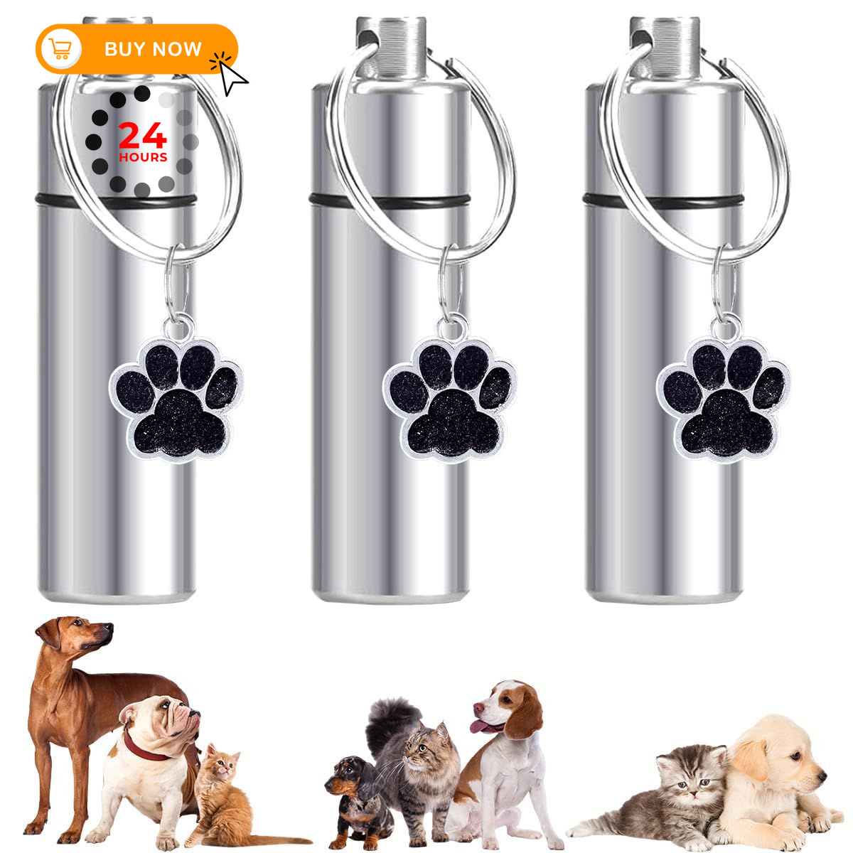 Asaisimg 3 Pcs Mini Urn for Dog Ashes, Waterproof Cremation Pet Urns Silver
