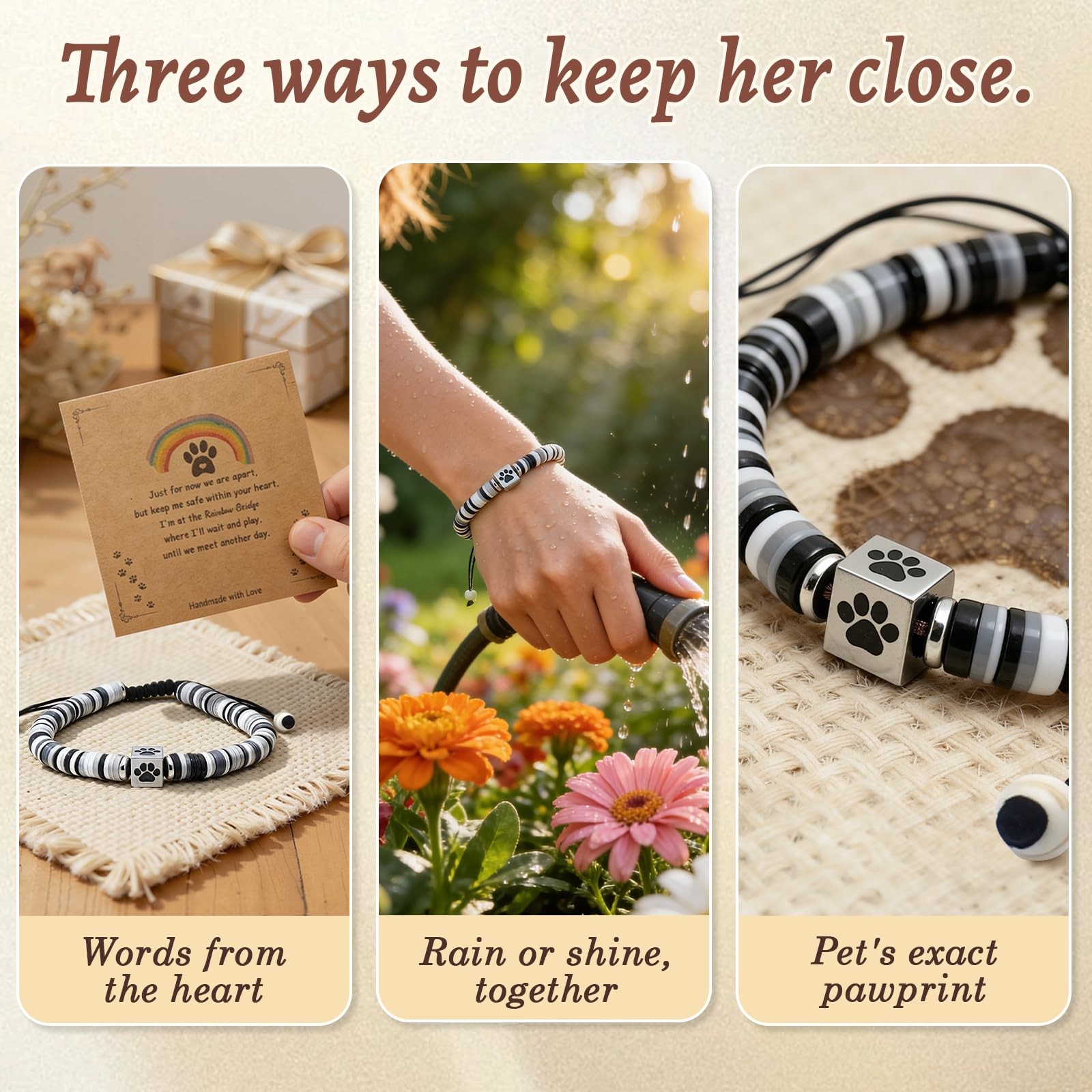 Dog Memorial Bracelet – Adjustable Pet Keepsake with Paw & Heart Charm, Sympa…