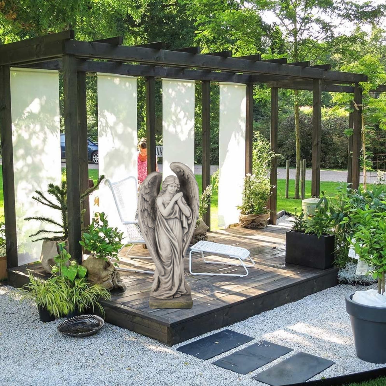 Outdoor Statues Angel Décor Garden Statue – 34 inch Large Garden Angels Out