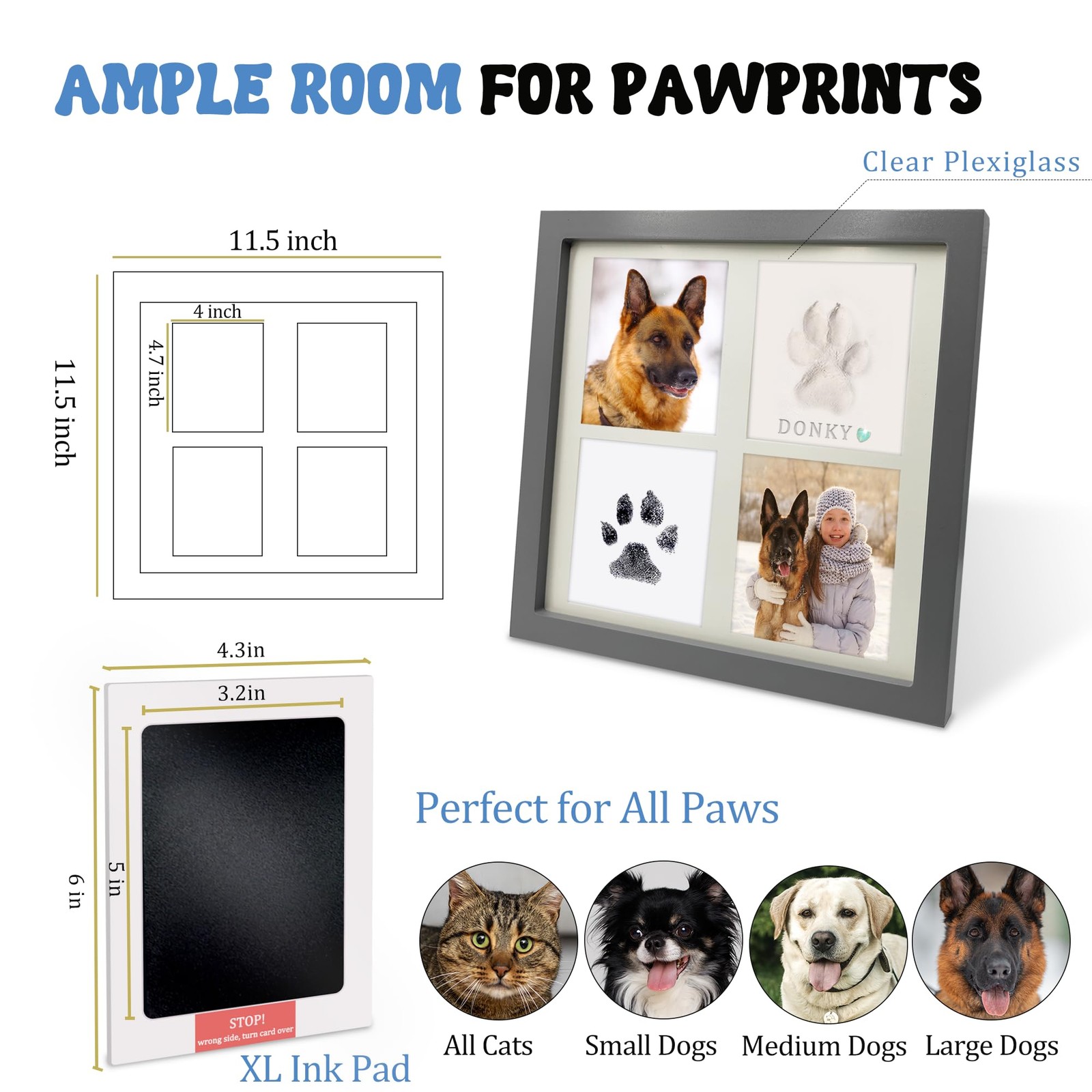 MYPAWLETS Ink & Clay Paw Print Kit for Dog Cat,Clean-Touch Ink Pad & Soft Cla…