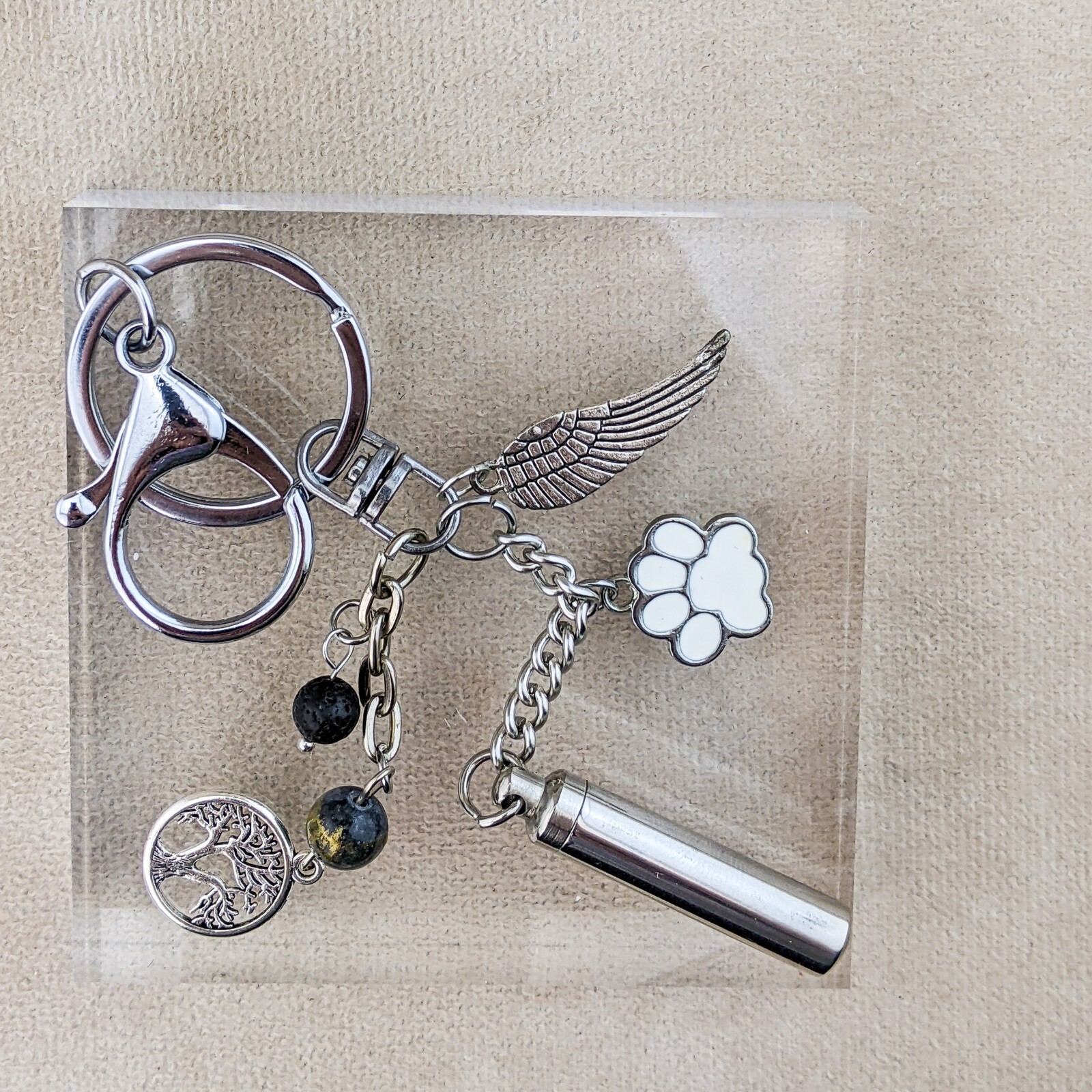 Pet Urn Keychain Ring One of a Kind Ashes Cremation Keepsake Memorial Beautiful