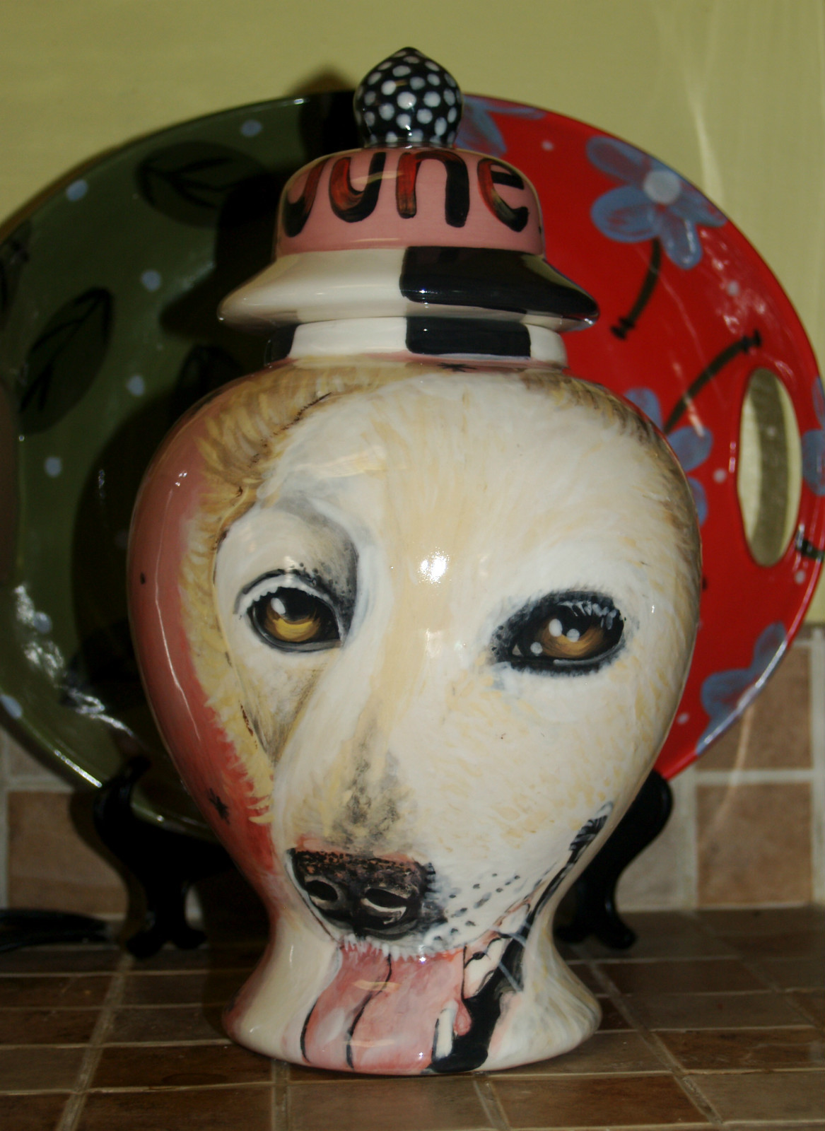 Custom memorial Pet DOG Cat cremation urn Golden Retriever portrait urns art