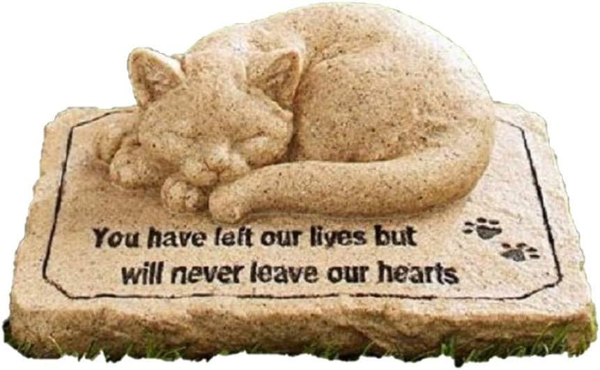 Pet Memorial Stone Cat Ceramic Garden Memorial Stone 8.75 x 7.75 inches