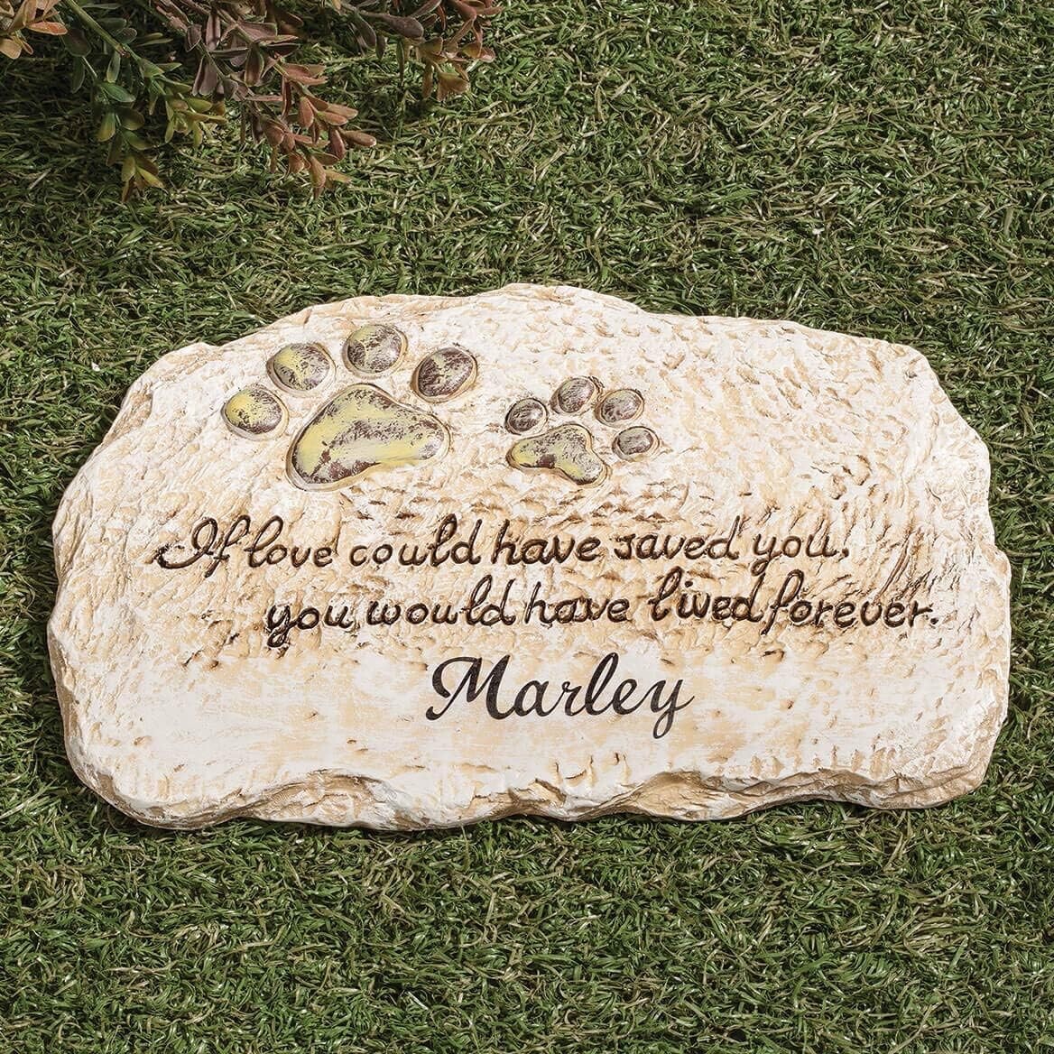 Pet Memorial Cemetery Stepping Stone PERSONALIZED Dog Cat Paw Print Grave Marker