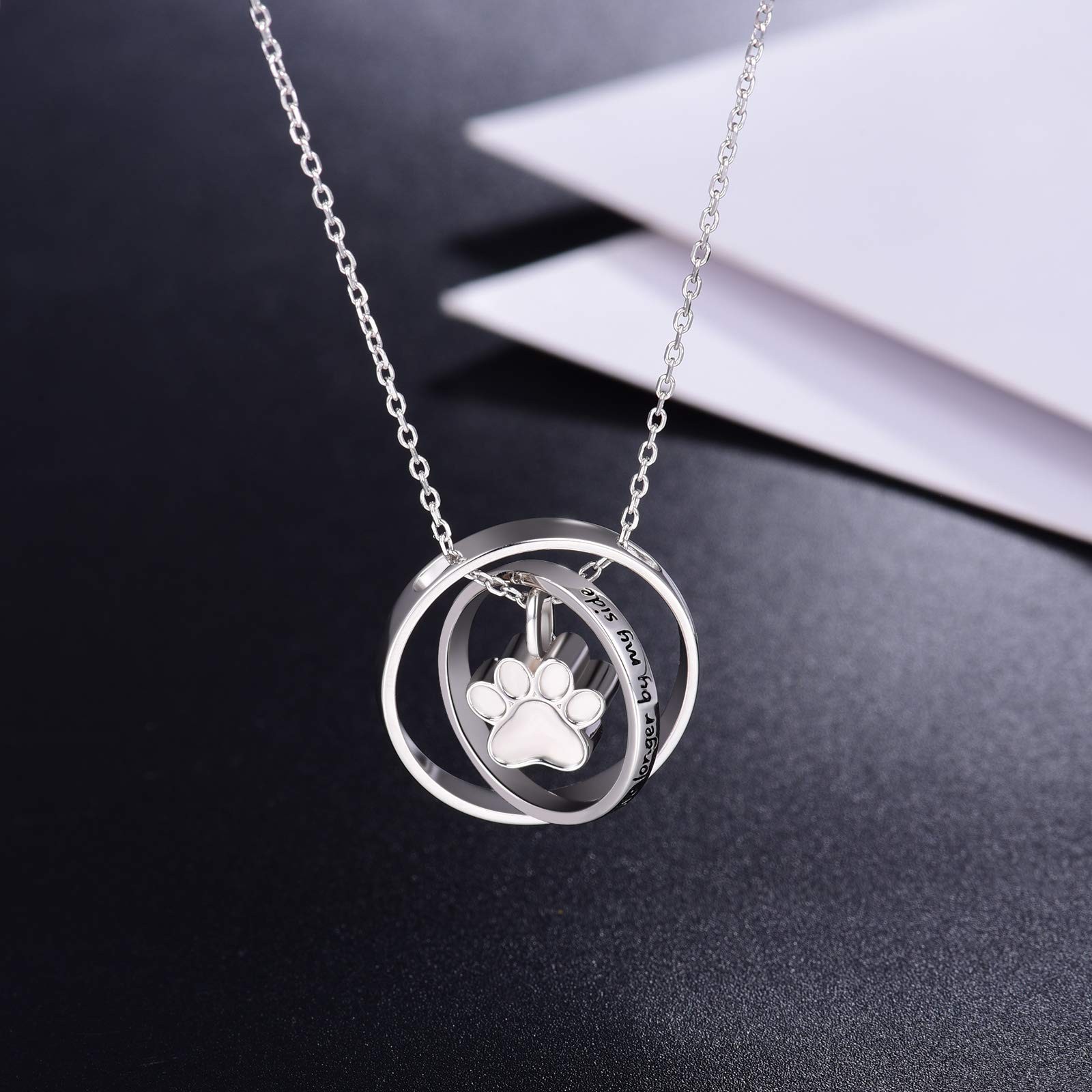 Acjna S925 Sterling Silver Paw Print Urn Necklace No Longer By My Side Forever