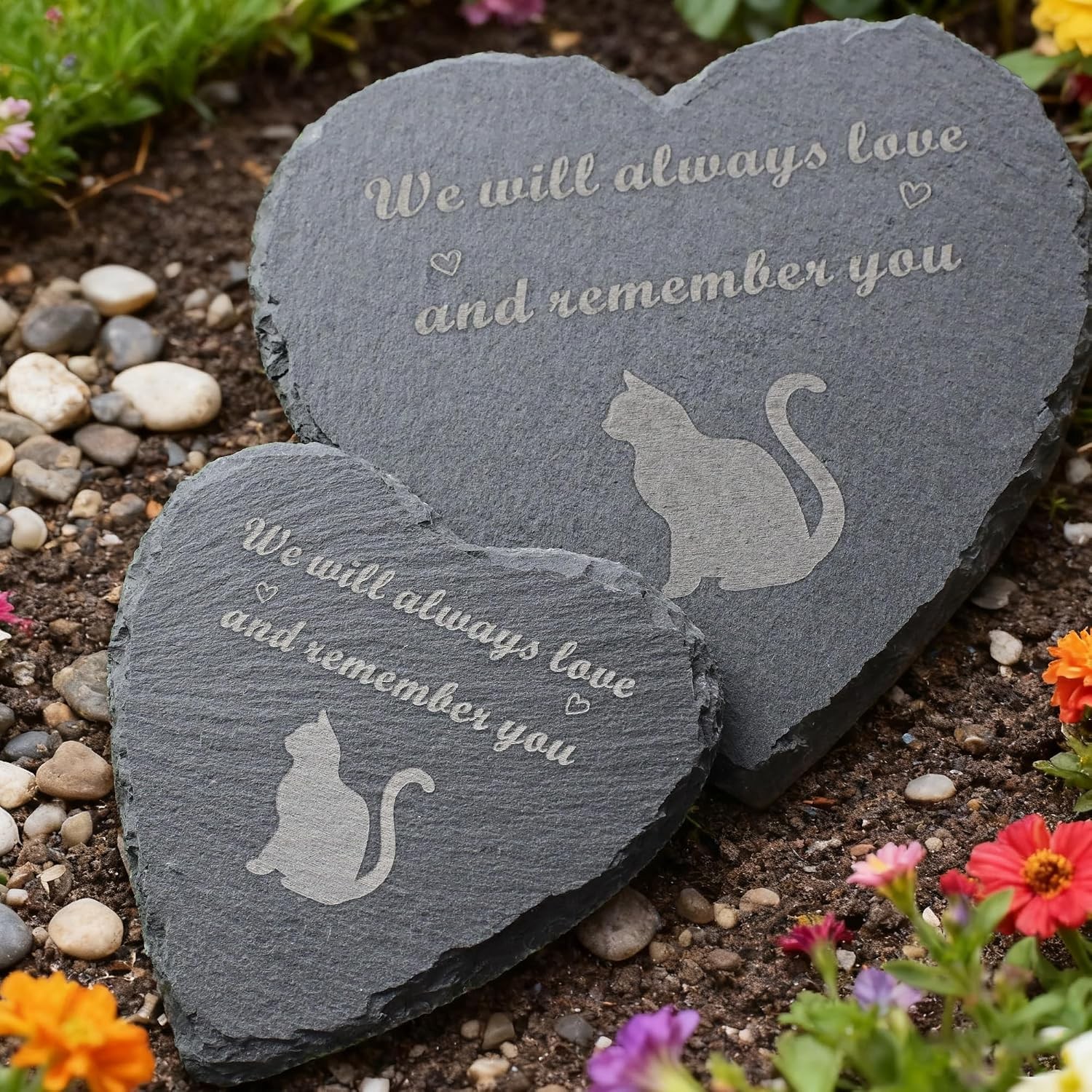 Heart Shaped Small Cat Memorial Stone 4 Inch Pet Memorial Gift Ideas