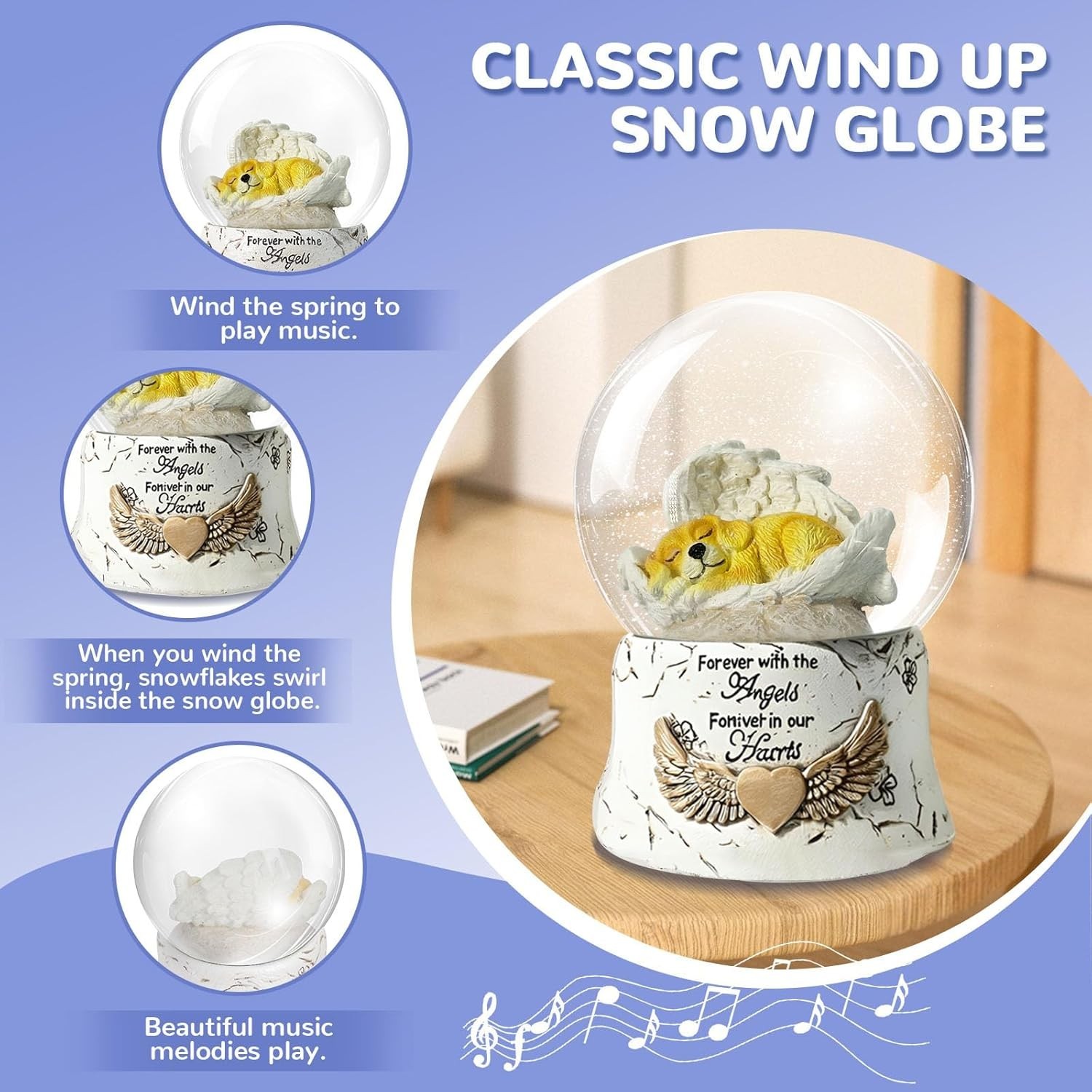 Indoor Angel Dog Music Globe – Heartfelt Memorial for Your Beloved Retriever