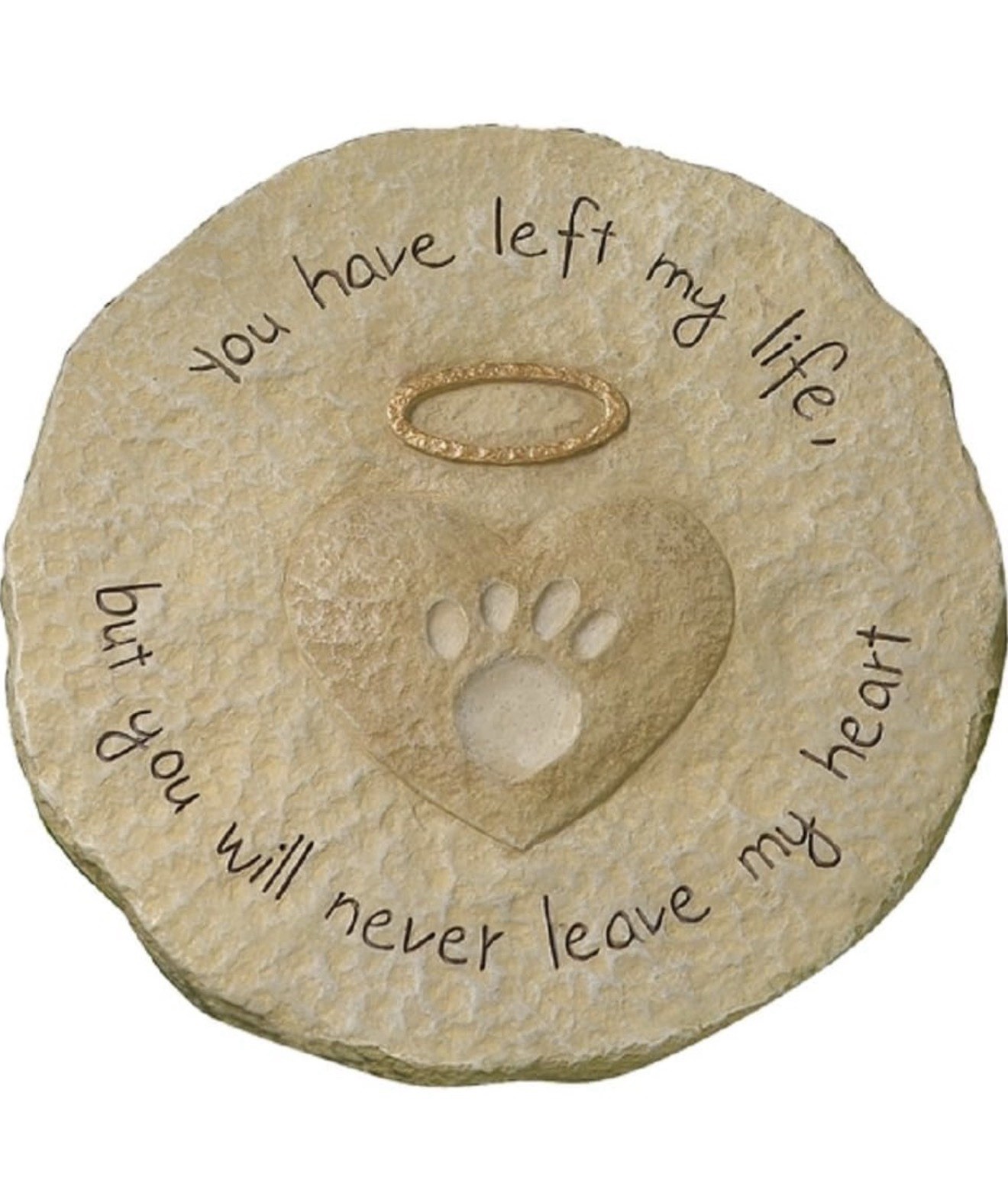 Pet Memorial Stepping Stone Plaque Grave Marker Heart w/ Paw Print & Halo **
