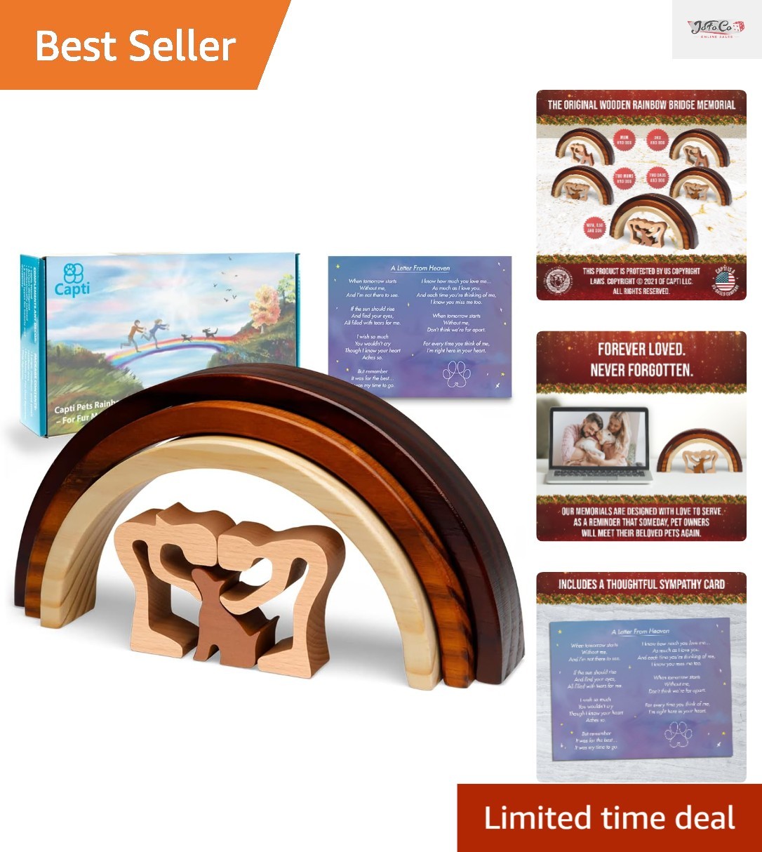 Handcrafted Wooden Rainbow Bridge Dog Memorial Gift for Heartfelt Remembrance