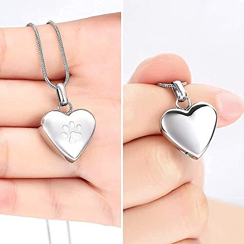Pet Cremation Jewelry for Ashes Pendant Paw Print Pet Heart Urn Necklace Memo…